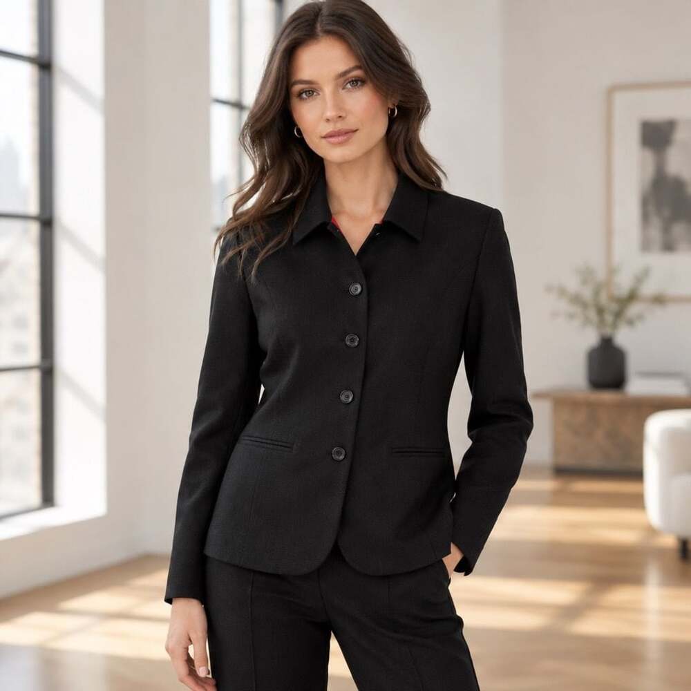Amanda Smith Pure Wool Blazer Size 14 Black Woolmark
